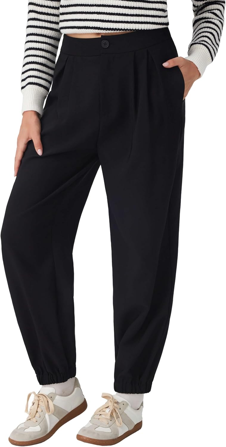 CIDER Women's Balloon Joggers Pants High Waist Botton Casual Stylish Trousers - Image 1